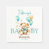 Teddy baby shower servies schattig aqua bruin servet (Voorkant)