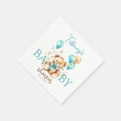 Teddy baby shower servies schattig aqua bruin servet (Hoek)
