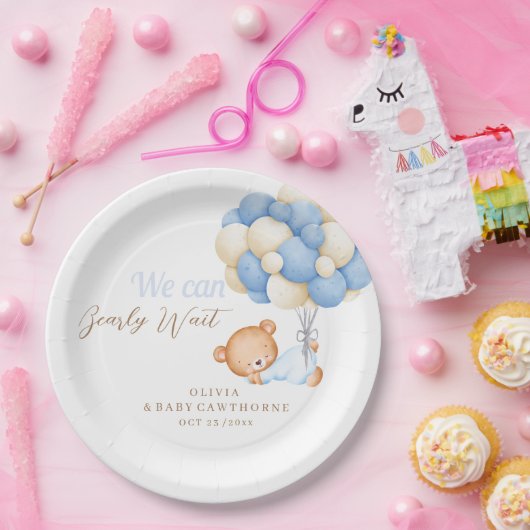 Teddy Baby Shower voor jongen Papieren Bordje (Feest)