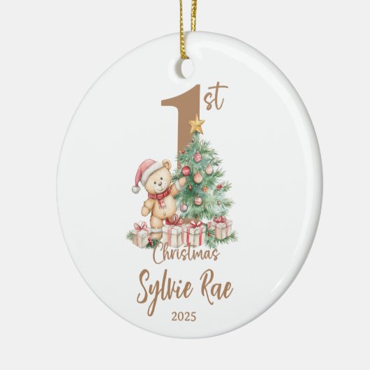 Teddy Baby's eerste kerst Keramisch Ornament (Links)