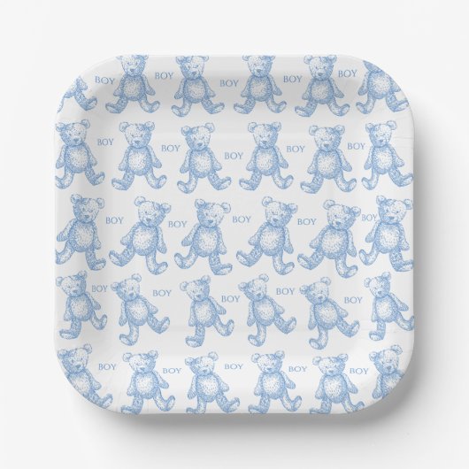 Teddy babyshower papieren borden bordje (Voorkant)