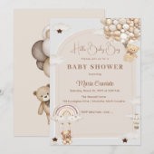 Teddy Ballon Baby Shower Uitnodiging (Voorkant / Achterkant)