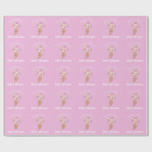 Teddy Balloon Baby shower Roze Cadeaupapier (Vlak)