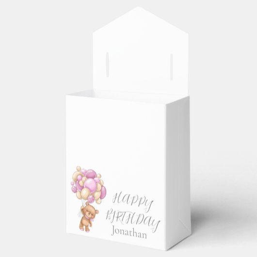 Teddy Balloon Bearly Wacht op Birthday Girl Pink Bedankdoosjes