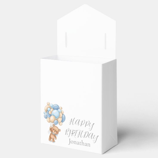 Teddy Balloon Bearly Wait Birthday Boy Blue Favor Bedankdoosjes (Geopend)
