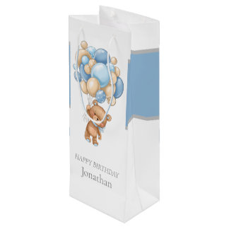 Teddy Balloon Bearly Wait Birthday Boy Wijn Cadeautas