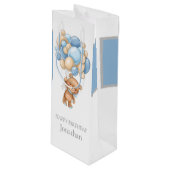 Teddy Balloon Bearly Wait Birthday Boy Wijn Cadeautas (Voorkant Gekanteld)