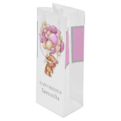 Teddy Balloon Bearly Wait Birthday Girl Wijn Cadeautas (Voorkant Gekanteld)
