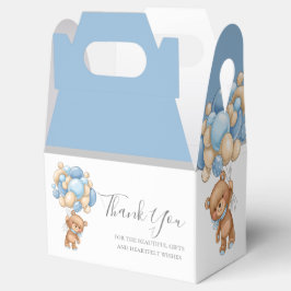 Teddy Balloon Blue Favor Box Bedankdoosjes