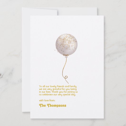 Teddy Balloon Confetti Bedankkaart (Achterkant)