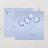 Teddy Balloons & Stork (op achterzijde) Baby Boy S Kaart (Voorkant / Achterkant)