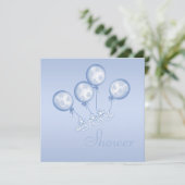 Teddy Balloons & Stork (op achterzijde) Baby Boy S Kaart (Staand voorkant)