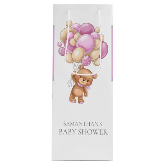 Teddy Barly Wait BABY SHOWER Wijn Cadeautas (Voorkant)