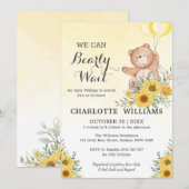Teddy Barly Wait Sunflower Greenery Baby shower Kaart (Voorkant / Achterkant)