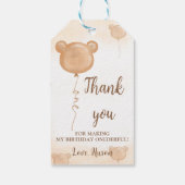 Teddy Bear 1e Verjaardag Dank u Label Cadeaulabel (Achterkant)