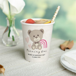 Teddy Bear 1e verjaardag Roze papierbekertjes Papieren Bekers