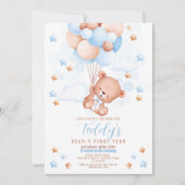 Teddy Bear 1st Birthday Beer-y First Boys Blauw Kaart (Voorkant)