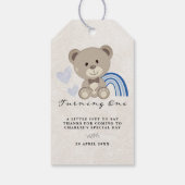 Teddy Bear 1st Birthday Blue Cadeaulabel (Achterkant)