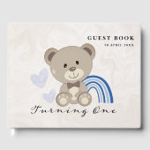 Teddy Bear 1st Birthday Blue Gastenboek (Voorkant)