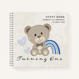 Teddy Bear 1st Birthday Blue Guestbook Notitieboek