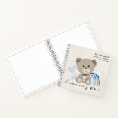 Teddy Bear 1st Birthday Blue Guestbook Notitieboek (Binnen)