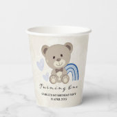 Teddy Bear 1st Birthday Blue Papieren Bekers (Achterkant)
