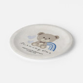 Teddy Bear 1st Birthday Blue Papieren Bordje (Gekanteld)