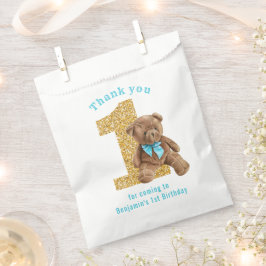 Teddy Bear 1st Birthday Favor Bag Bedankzakje