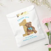 Teddy Bear 1st Birthday Favor Bag Bedankzakje (Gezegeld)