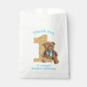 Teddy Bear 1st Birthday Favor Bag Bedankzakje (Voorkant)