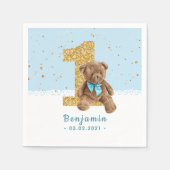 Teddy Bear 1st Birthday Napkins Servet (Voorkant)