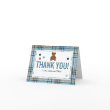 Teddy Bear 1st Birthday or Baby Shower Thank you 