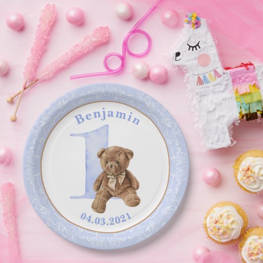 Teddy Bear 1st Birthday Paper Bord (Feest)