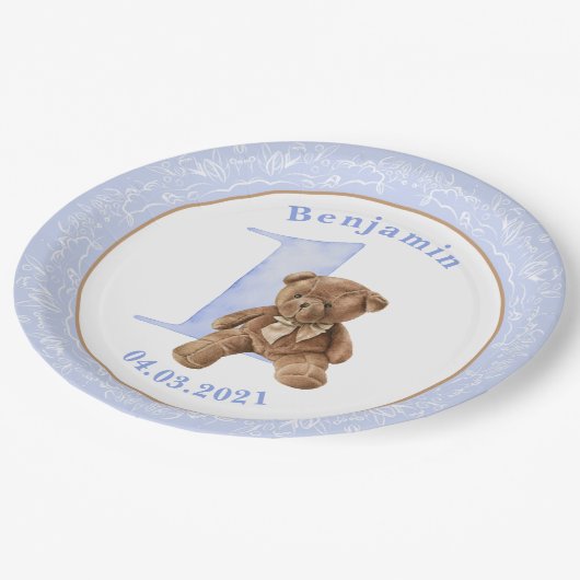 Teddy Bear 1st Birthday Paper Bord (Gekanteld)