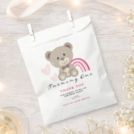 Teddy Bear 1st Birthday Pink Favor Bag Bedankzakje