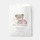 Teddy Bear 1st Birthday Pink Favor Bag Bedankzakje (Voorkant)