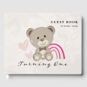 Teddy Bear 1st Birthday Pink Guest Book Gastenboek (Voorkant)