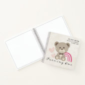 Teddy Bear 1st Birthday Pink Guestbook Notitieboek (Binnen)