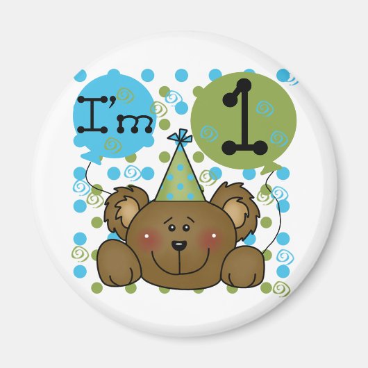 Teddy Bear 1st Birthday Tshirts en cadeautjes Magneet (Voorkant)