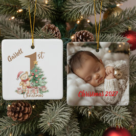 Teddy Bear 1st Christmas Photo Keramisch Ornament