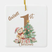 Teddy Bear 1st Christmas Photo Keramisch Ornament (Voorkant)