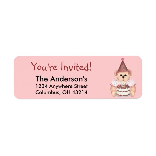 Teddy Bear 2 Birthday Party Adresetiketten Etiket (Voorkant)