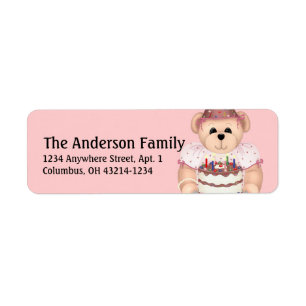 Teddy Bear 2 Birthday Party Adresetiketten Etiket