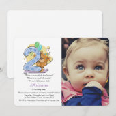 Teddy Bear 2 jaar oude fotouitnodiging Kaart (Voorkant / Achterkant)