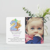Teddy Bear 2 jaar oude fotouitnodiging Kaart (Staand voorkant)