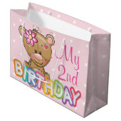 Teddy Bear 2e verjaardag Large Cadeautasje (Voorkant Gekanteld)