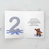 Teddy Bear 2e verjaardag van Boy Kaart (Binnen)