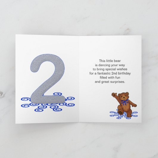 Teddy Bear 2e verjaardag van Boy Kaart (Binnen)