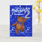 Teddy Bear 2e verjaardag van Boy Kaart (Gele Bloem)