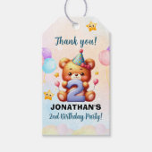 “Teddy Bear 2nd Birthday | Cute Balloons & Rainbow Cadeaulabel (Voorkant)